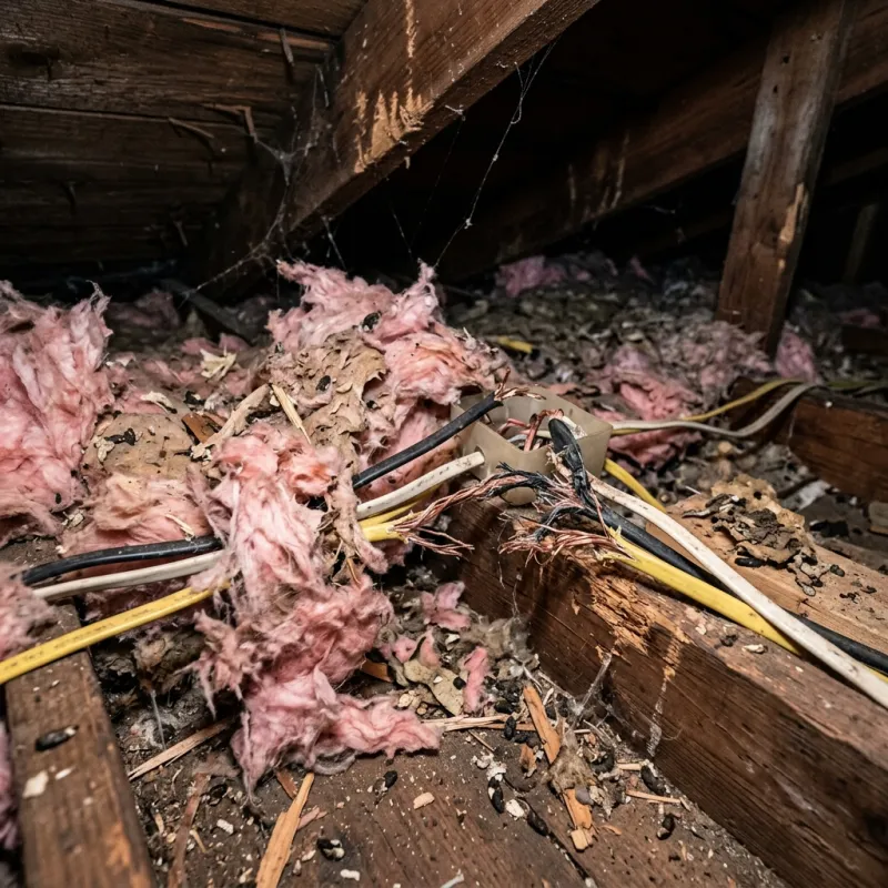 Contaminated ceiling insulation being assessed in a Somerton roof space